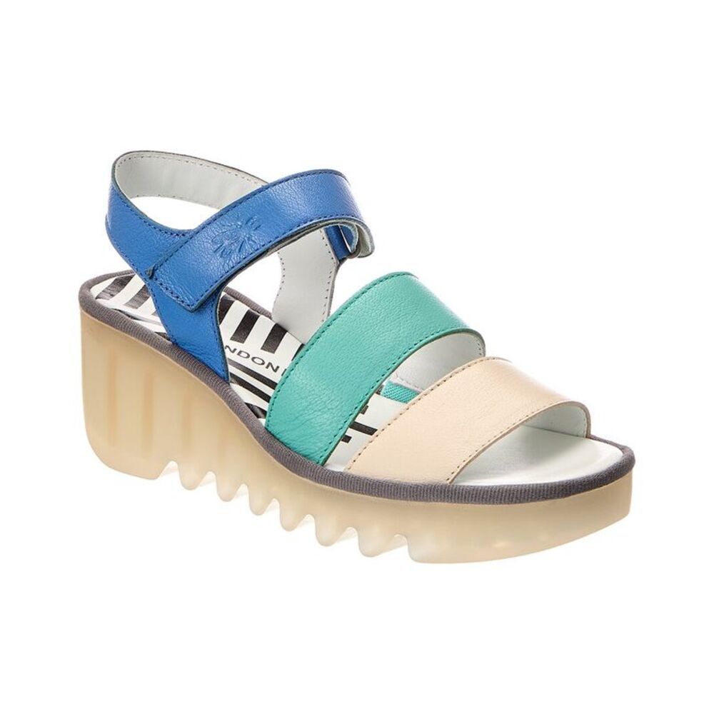 Fly London Leather Wedge Sandal, White